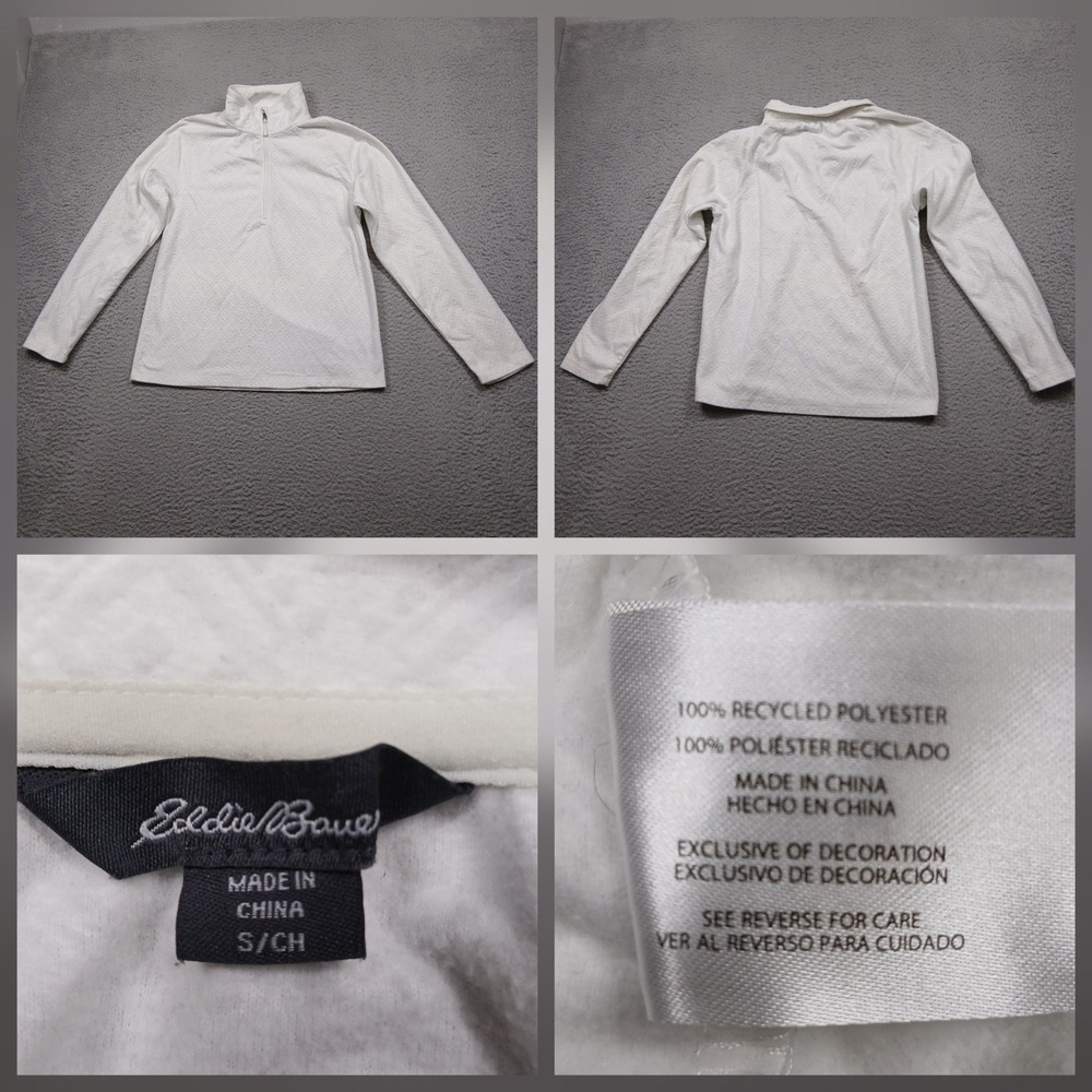 Eddie Bauer Quarter Zip Pullover Womens S White Fleece Athletic